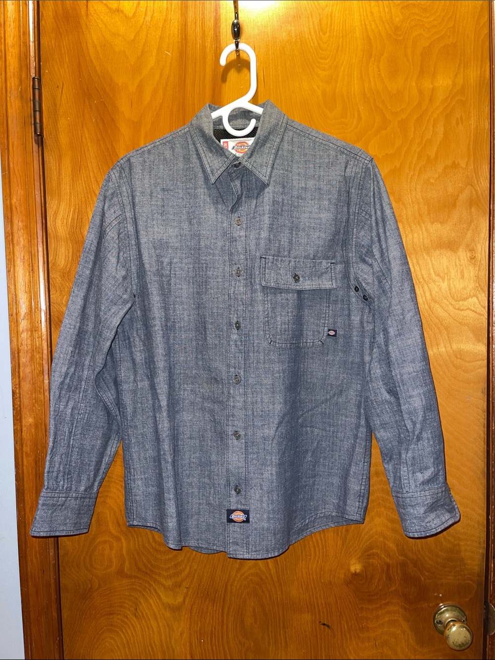 Dickies Men's Blue Long-Sleeve Button-Down Work Shirt
